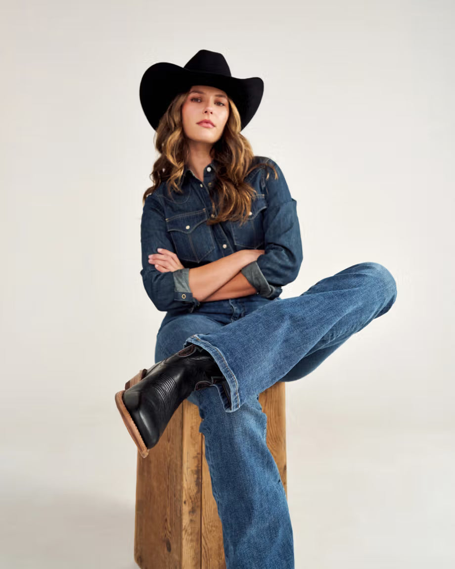 Tecovas Women's Denim Pearl Snap Shirt – Hide and Horne