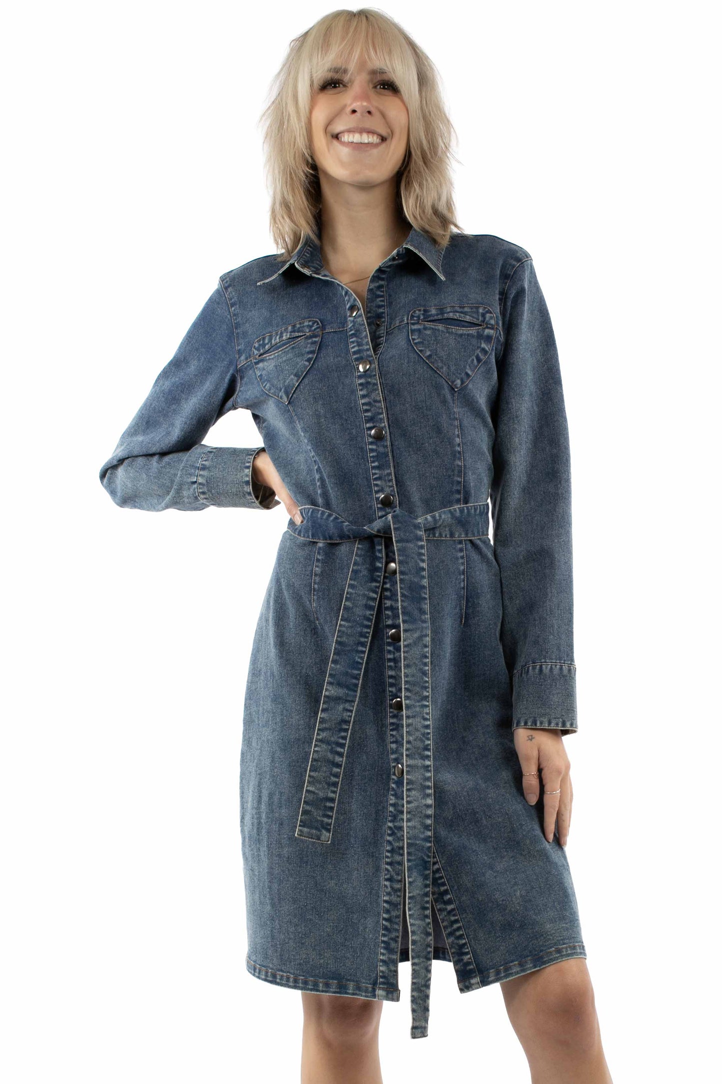 scully denim dress Scully Women's Dress - Honey Creek Collection - Snap Front W/ Tie